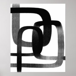 コンテンポラリー抽象芸術ラインアートブラック&ホワイト ポスター