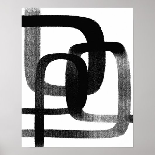 コンテンポラリー抽象芸術ラインアートブラック&ホワイト ポスター (正面)