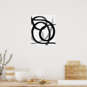 コンテンポラリー抽象芸術ラインアートブラック&ホワイト ポスター (キッチン)