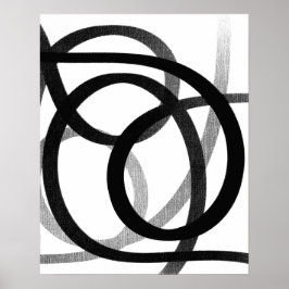 コンテンポラリー抽象芸術ラインアートブラック&ホワイト ポスター