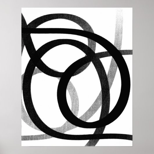 コンテンポラリー抽象芸術ラインアートブラック&ホワイト ポスター (正面)