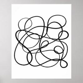 コンテンポラリー抽象芸術ラインアートブラック&ホワイト ポスター