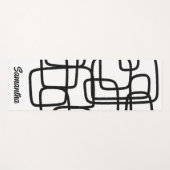 コンテンポラリー抽象芸術ラインアートブラック&ホワイト ヨガマット (正面(横))