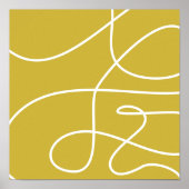 コンテンポラリー抽象芸術ラインアートボホマスタードイエロー ポスター (正面)