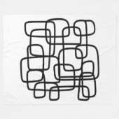 コンテンポラリー抽象芸術ラインアート白黒毛布 フリースブランケット (正面(横))