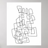 コンテンポラリー抽象芸術ラインアート（白黒） ポスター (正面)