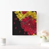 コンテンポラリー抽象芸術幾何学的5つの赤い数字 スクエア壁時計 (ホーム)