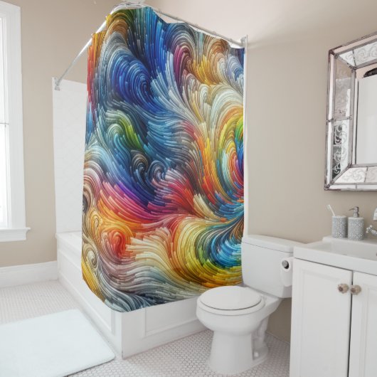 コンテンポラリー抽象芸術旋回スペクトル シャワーカーテン (インサイチュ)