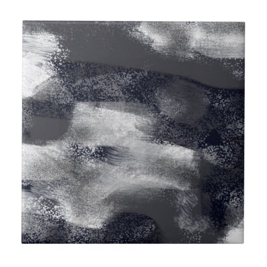 コンテンポラリー抽象芸術白黒 タイル (正面)