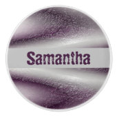 コンテンポラリー抽象芸術紫はっきりした白 セラミックノブ (正面)