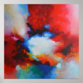 コンテンポラリー抽象芸術絵画の赤い黄色の青 ポスター (正面)