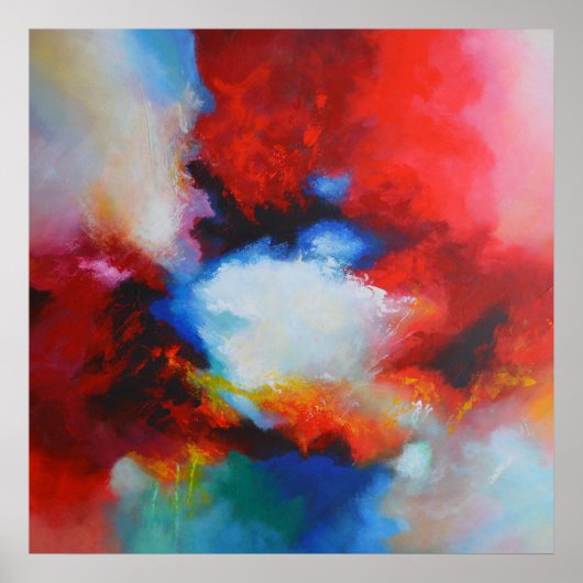 コンテンポラリー抽象芸術絵画の赤い黄色の青 ポスター (正面)