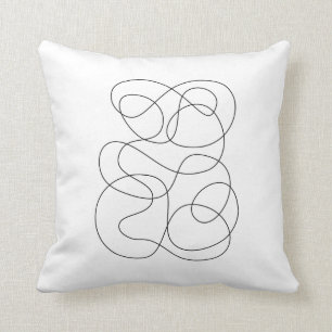 コンテンポラリー抽象芸術線スケッチ白黒 クッション