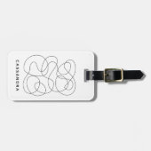 コンテンポラリー抽象芸術線スケッチ(白黒) ラゲッジタグ (正面横)