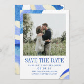 コンテンポラリー抽象芸術青絵を描渦写真 セーブザデート (正面/裏面)