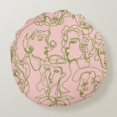 コンテンポラリー抽象芸術顔ミニマル ラウンドクッション (裏面)