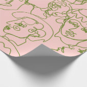 コンテンポラリー抽象芸術顔ミニマル ラッピングペーパー (角)