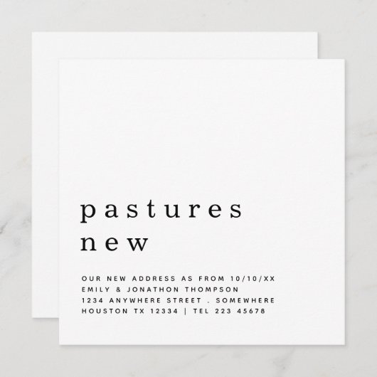 コンテンポラリー文字の新しいアドレス詳細の移動 案内状 (正面/裏面)