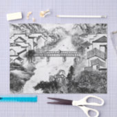 コンテンポラリー木炭の町のシーンの切り離 薄葉紙 (クラフト)