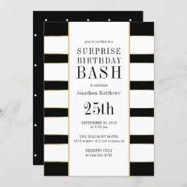 コンテンポラリー水玉模様とストライプサプライズパーティー 招待状