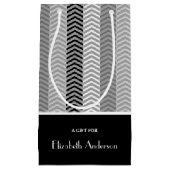 コンテンポラリー白黒の山ストライプ形と名前 スモールペーパーバッグ (正面)