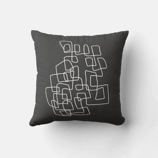 コンテンポラリー白黒モダン抽象芸術線画 クッション (裏面)