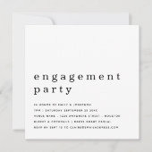 コンテンポラリー白黒婚約パーティ 招待状 (正面)