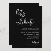 コンテンポラリー祝モダン黒番よう 招待状 (正面/裏面)