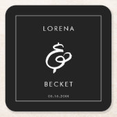 コンテンポラリー結婚の スクエアペーパーコースター (正面)