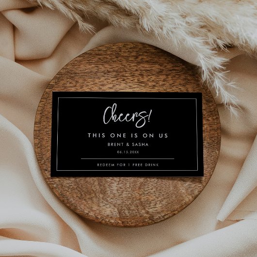 コンテンポラリー結婚モダンブラック飲料チケット 名刺