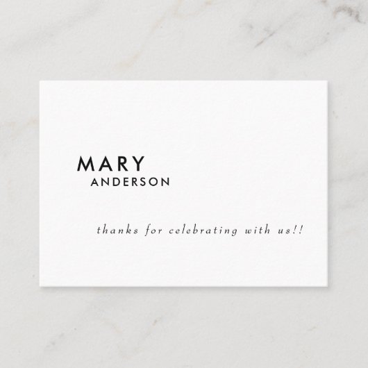 コンテンポラリー結婚B/Wパーソナライズされたの座席表 プレイスカード (正面)