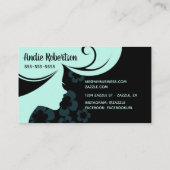 コンテンポラリー美容師ティール(緑がかった色)とブラック 名刺 (裏面)