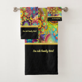 コンテンポラリー色数々の金ゴールド箔 バスタオルセット