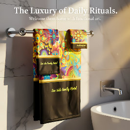 コンテンポラリー色数々の金ゴールド箔 バスタオルセット