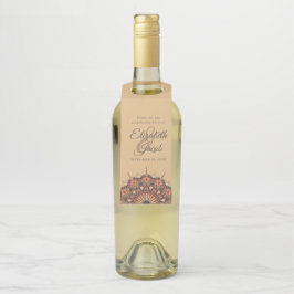 コンテンポラリー茶色ピーチマンダラ結婚ズ ボトルネックタグ