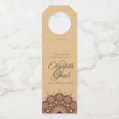 コンテンポラリー茶色ピーチマンダラ結婚ズ ボトルネックタグ (正面)