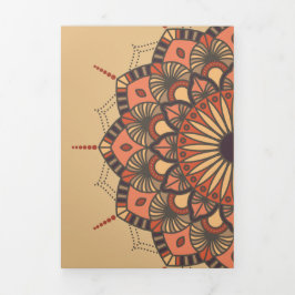 コンテンポラリー茶色ピーチマンダラ結婚ズ 三つ折り招待状