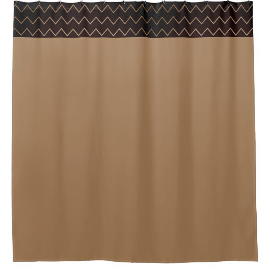 コンテンポラリー茶色(幾何学模様) シャワーカーテン (正面)