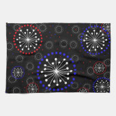 コンテンポラリー赤白青花火 キッチンタオル (横)