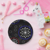 コンテンポラリー赤白青花火 ペーパープレート (パーティー)