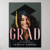 コンテンポラリー赤面はっきりしたピンクゴールドフォイルGRAD写真 ポスター (正面)