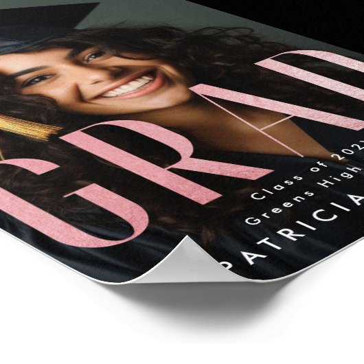 コンテンポラリー赤面はっきりしたピンクゴールドフォイルGRAD写真 ポスター (角)