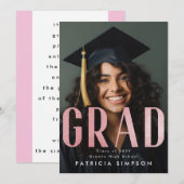 コンテンポラリー赤面はっきりしたピンクゴールドフォイルGRAD写真 案内状 (正面/裏面)