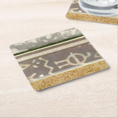 コンテンポラリー部族パタ絵画ーン スクエアペーパーコースター (アングル)