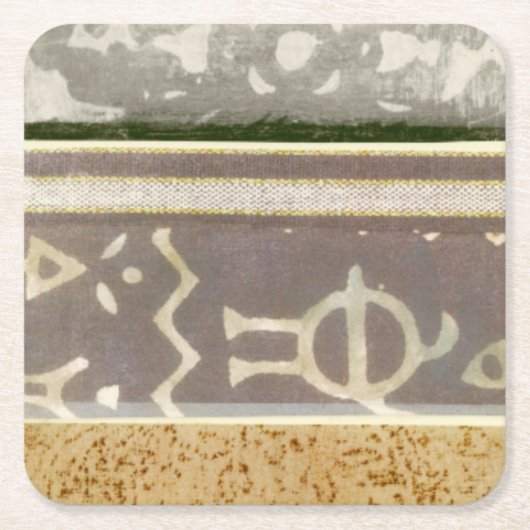 コンテンポラリー部族パタ絵画ーン スクエアペーパーコースター (正面)
