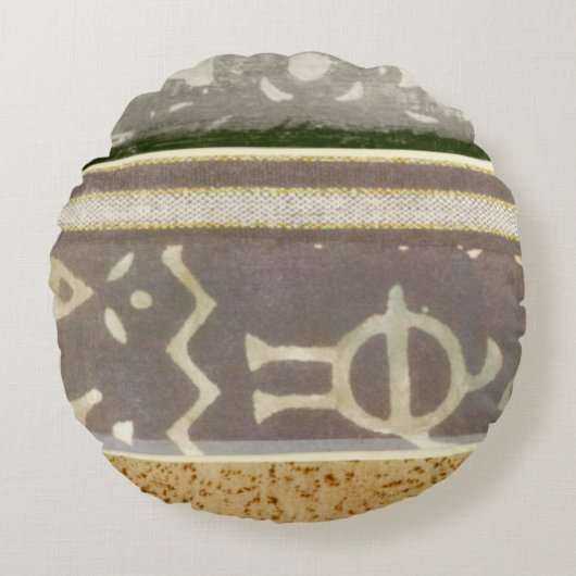 コンテンポラリー部族パタ絵画ーン ラウンドクッション (正面)