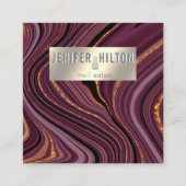 コンテンポラリー酸灰泥炭金ゴールドネイルサロン スクエア名刺 (正面)