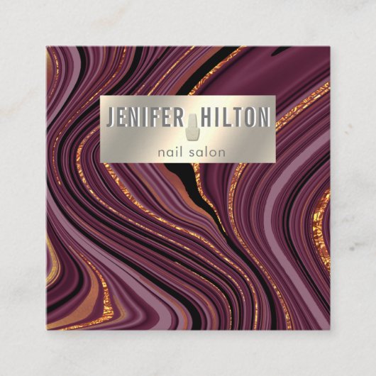 コンテンポラリー酸灰泥炭金ゴールドネイルサロン スクエア名刺 (正面)
