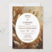 コンテンポラリー金ゴールドエレガンス献身式 招待状 (正面)