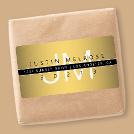 コンテンポラリー金ゴールドルック差出人住所ラベル ラベル
